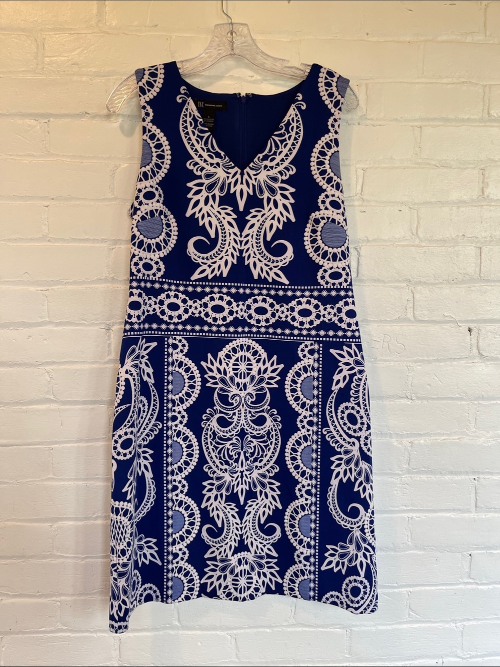 INC International Concepts Royal Blue and White Sleeveless Shift Dress